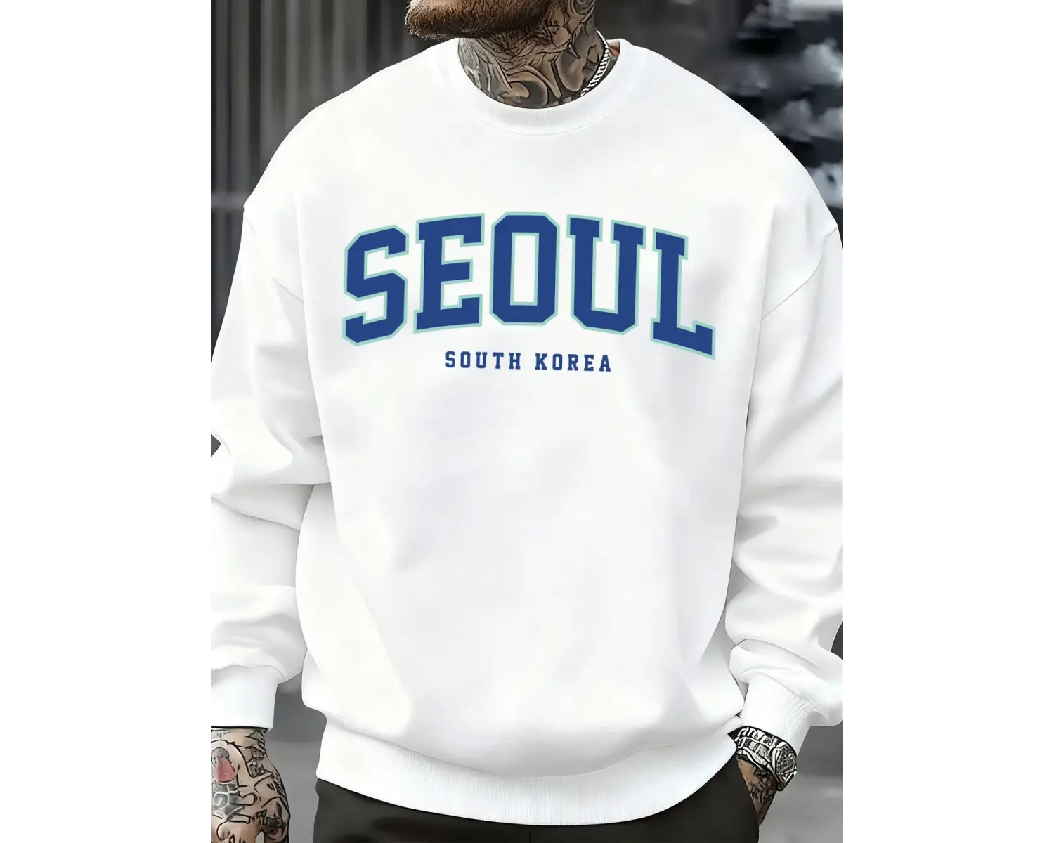 Seul Güney Kore Baskı Erkek Kazaklar Polar Hip Hop Kazak Günlük Giysiler Sonbahar Bisiklet Ya