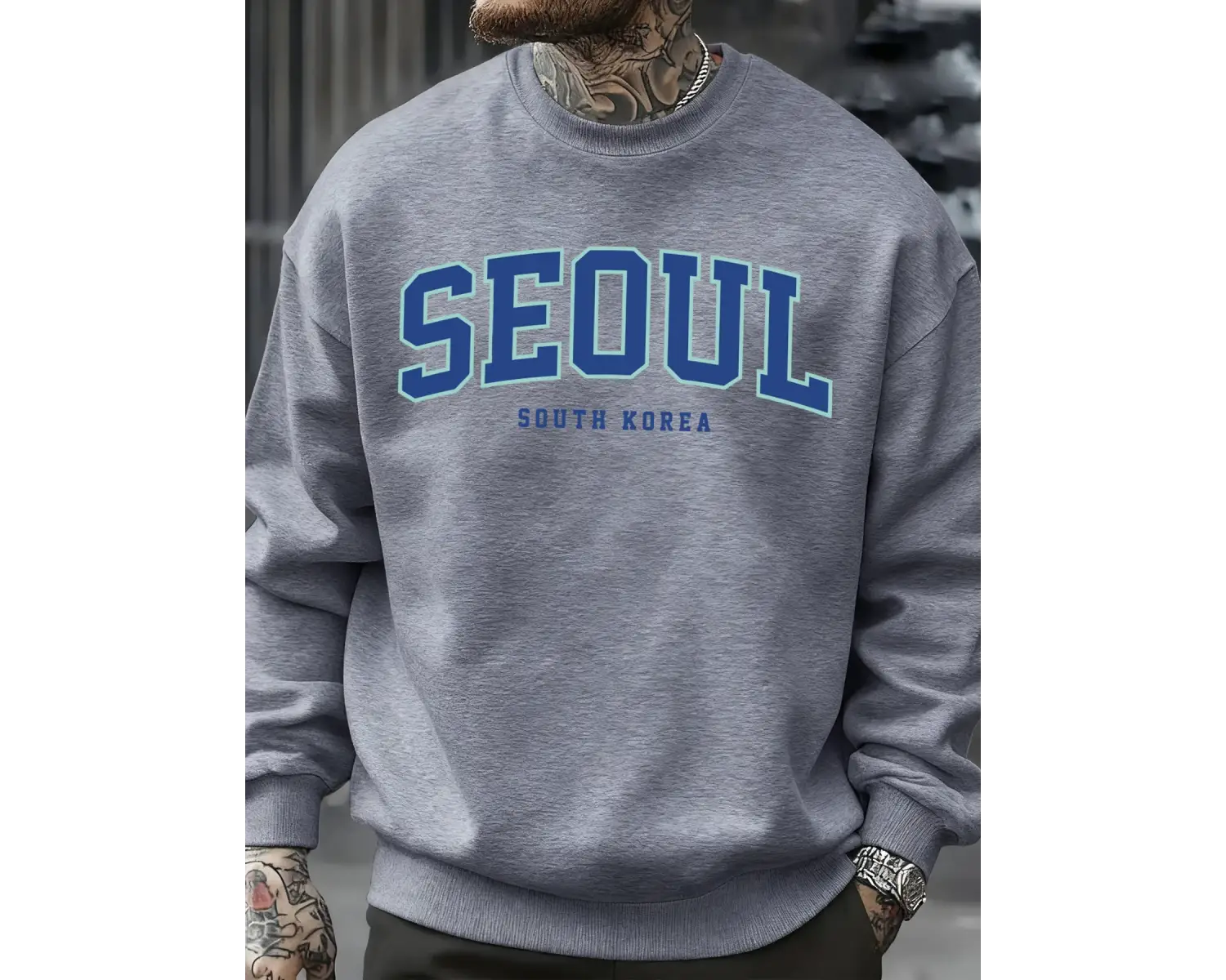 Seul Güney Kore Baskı Erkek Kazaklar Polar Hip Hop Kazak Günlük Giysiler Sonbahar Bisiklet Ya