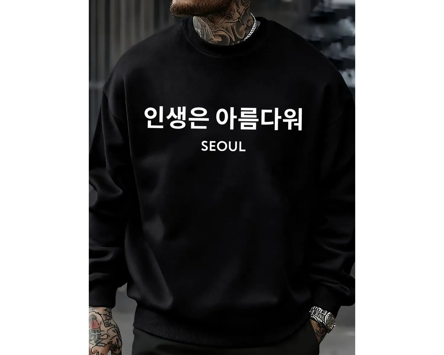 Seul Kore Mektup Baskı Erkekler Tişörtü Moda Kişilik Spor Rahat Sonbahar Kazaklar Bisiklet Ya