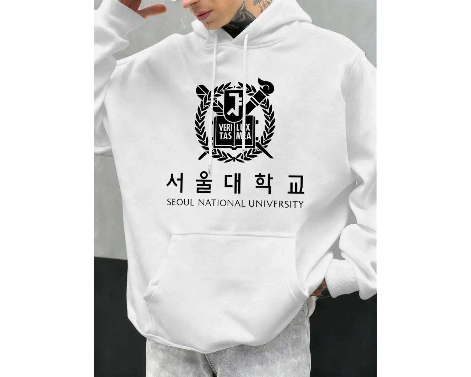 Seul Ulusal Üniversitesi Baskılı Hoody Erkekler Büyük Boy Polar Rahat Kapüşonlular Sonbahar H