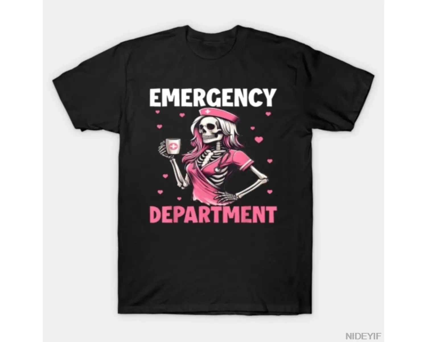 Sevgililer günü acil durum hemşiresi, acil durum bölümü iskelet hemşire tişörtü erkekler kadı
