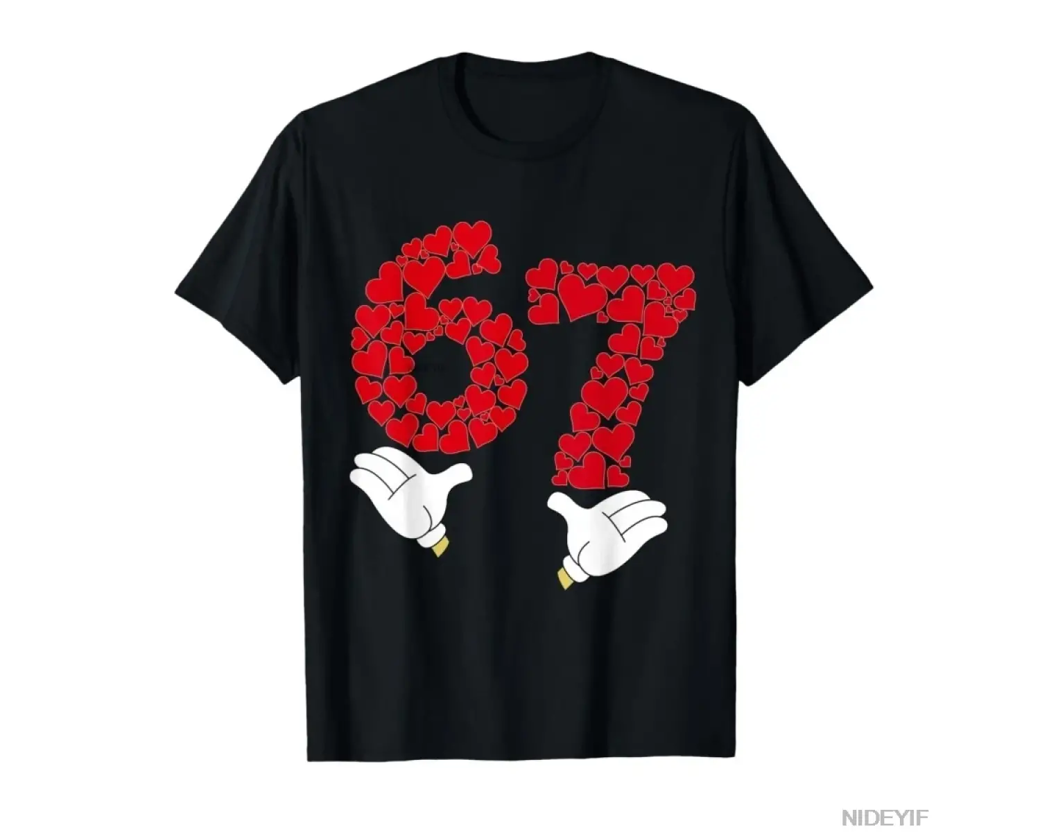 Sevgililer Günü Altı Yedi 6 7 Meme El Kırmızı Kalp 67 Eşleşen Tişört Erkek Kadın %100 Pamuk T