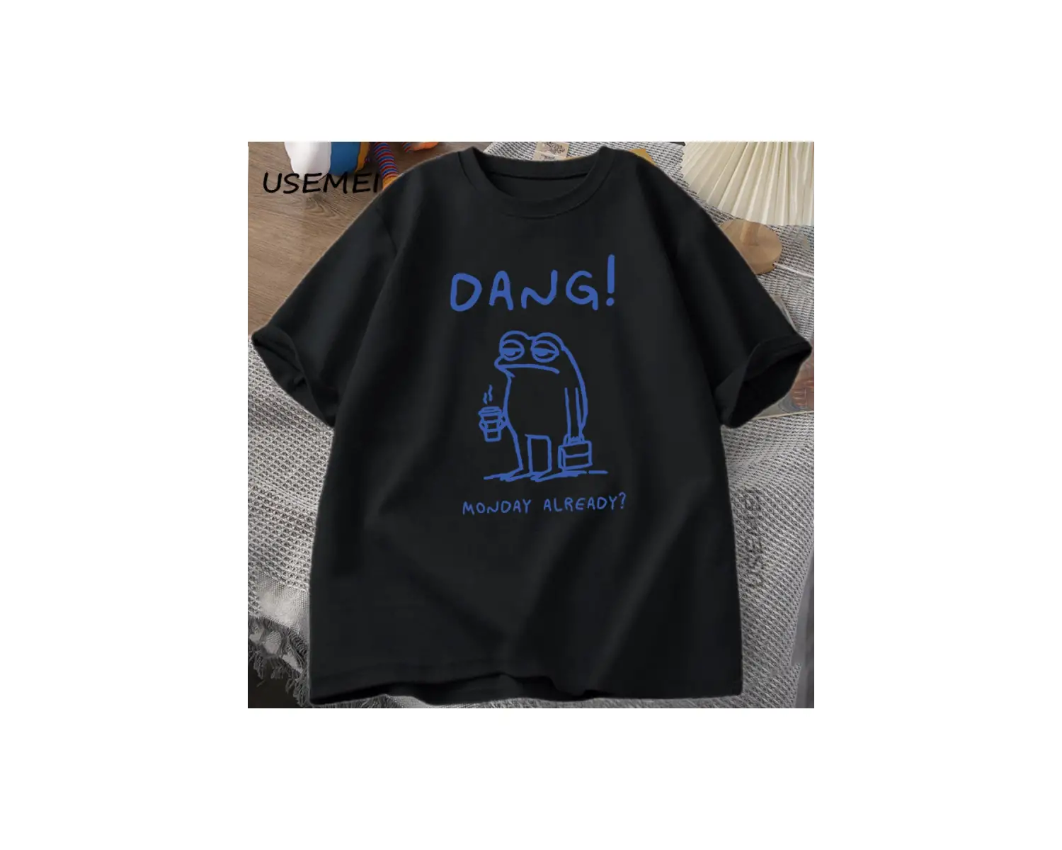 Sevimli Cottagecore T-shirt Estetik Kurbağa Mantar üzerinde Banjo Oynarken TErkekler 2827