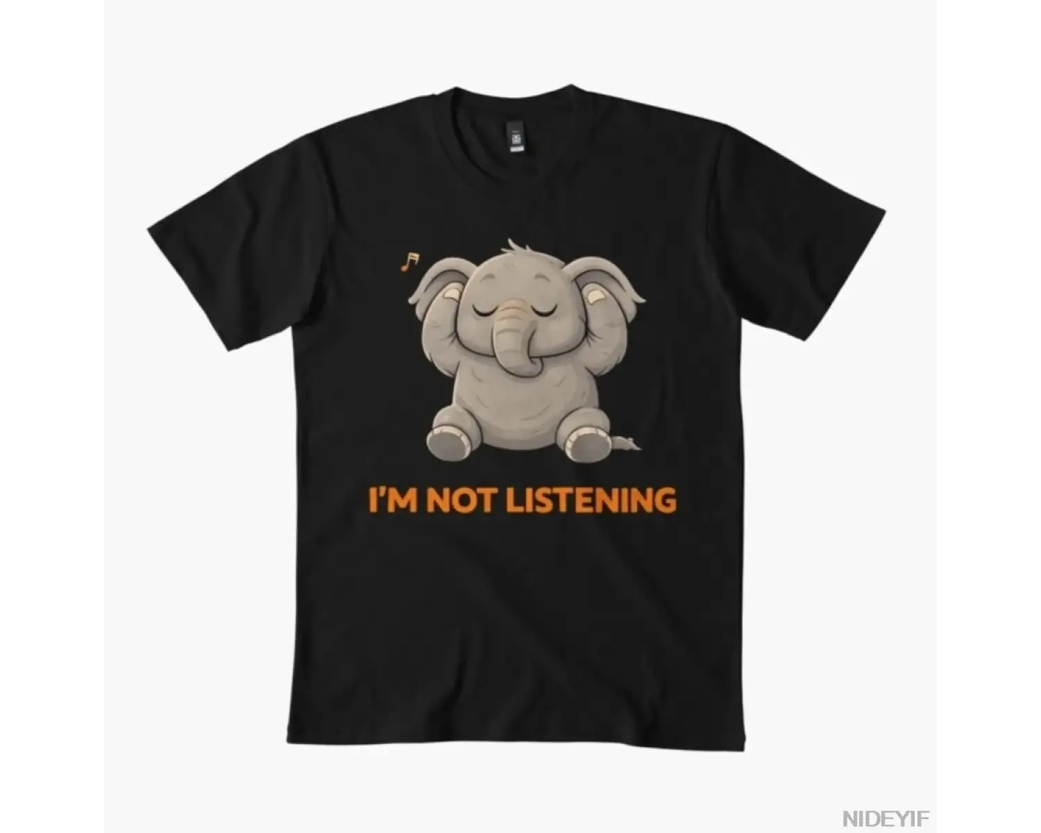 Sevimli Fil Dinlemiyorum Meme T-shirt Erkekler Kadınlar Için % 100% Pamuk T Shirt Kısa Kollu