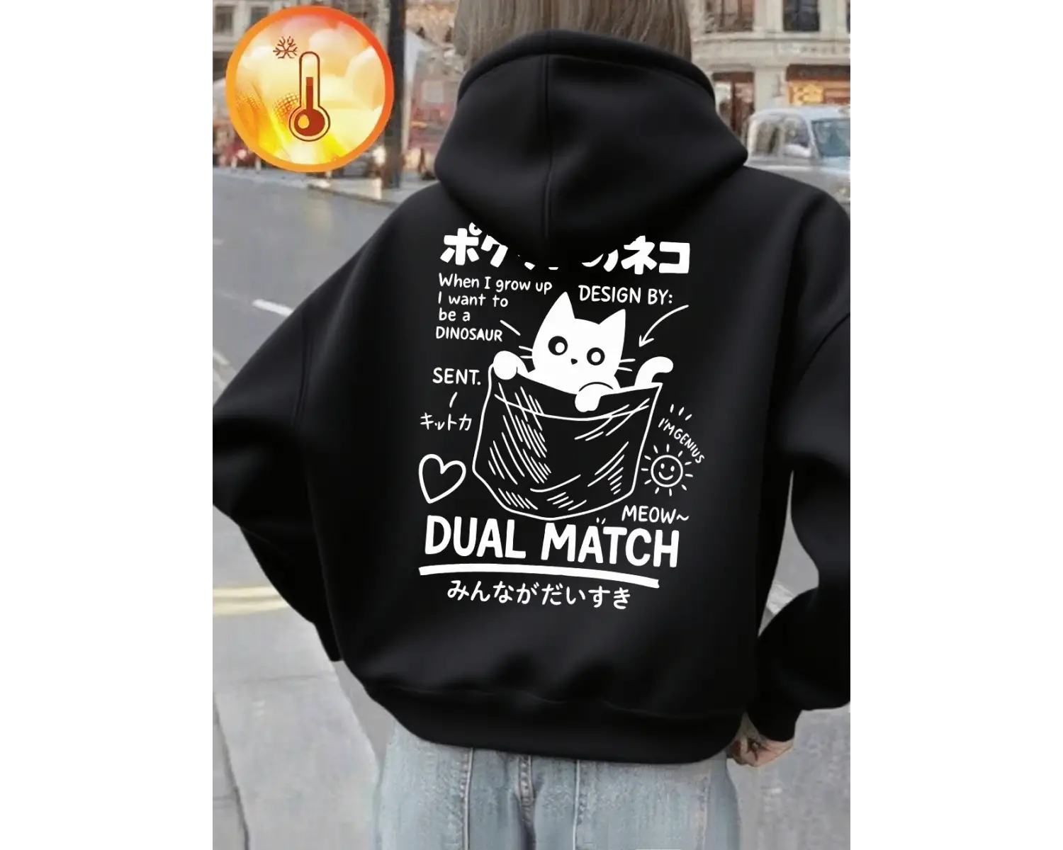 Sevimli Japon Cep Kedi Baskılar Kapüşonlular Kadın Kış Polar Kazak Temelleri Gevşek Kazak Rah