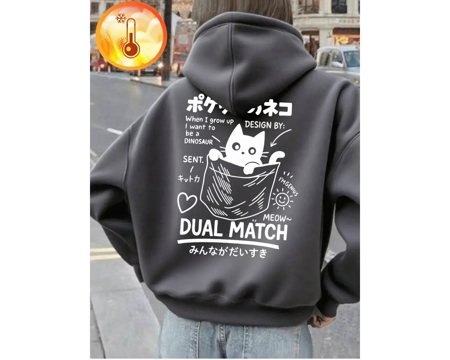 Sevimli Japon Cep Kedi Baskılar Kapüşonlular Kadın Kış Polar Kazak Temelleri Gevşek Kazak Rah