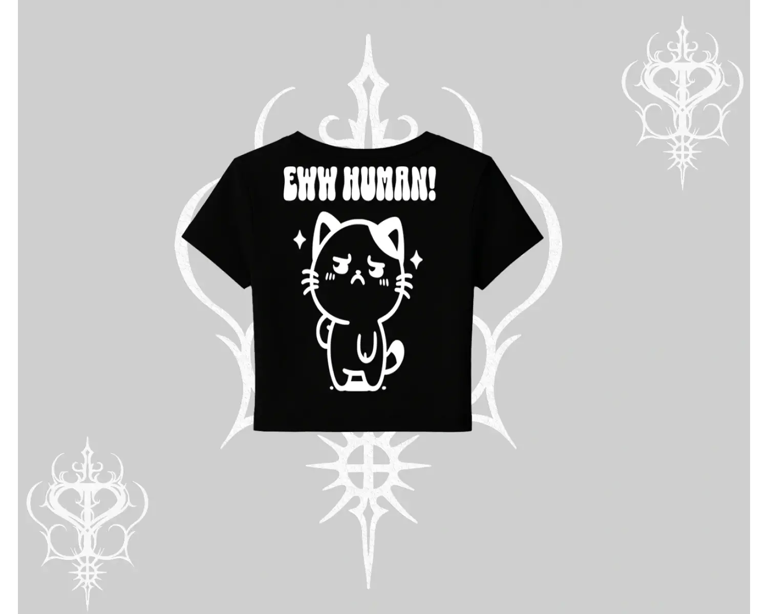 Sevimli Kedi Çizimli Arka Baskılı Babby Tee Tshirt