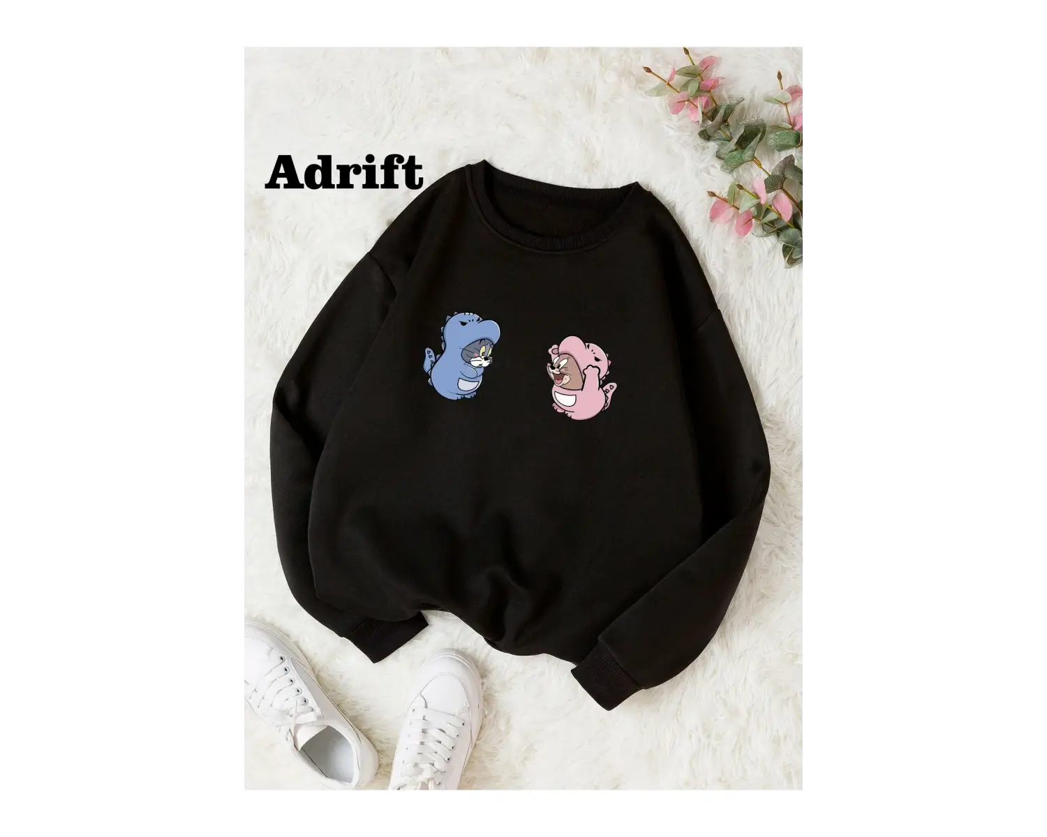 Sevimli Kedi Fare Köstebek Sokak Trend Tasarım Harajuku/Gotik Siyah