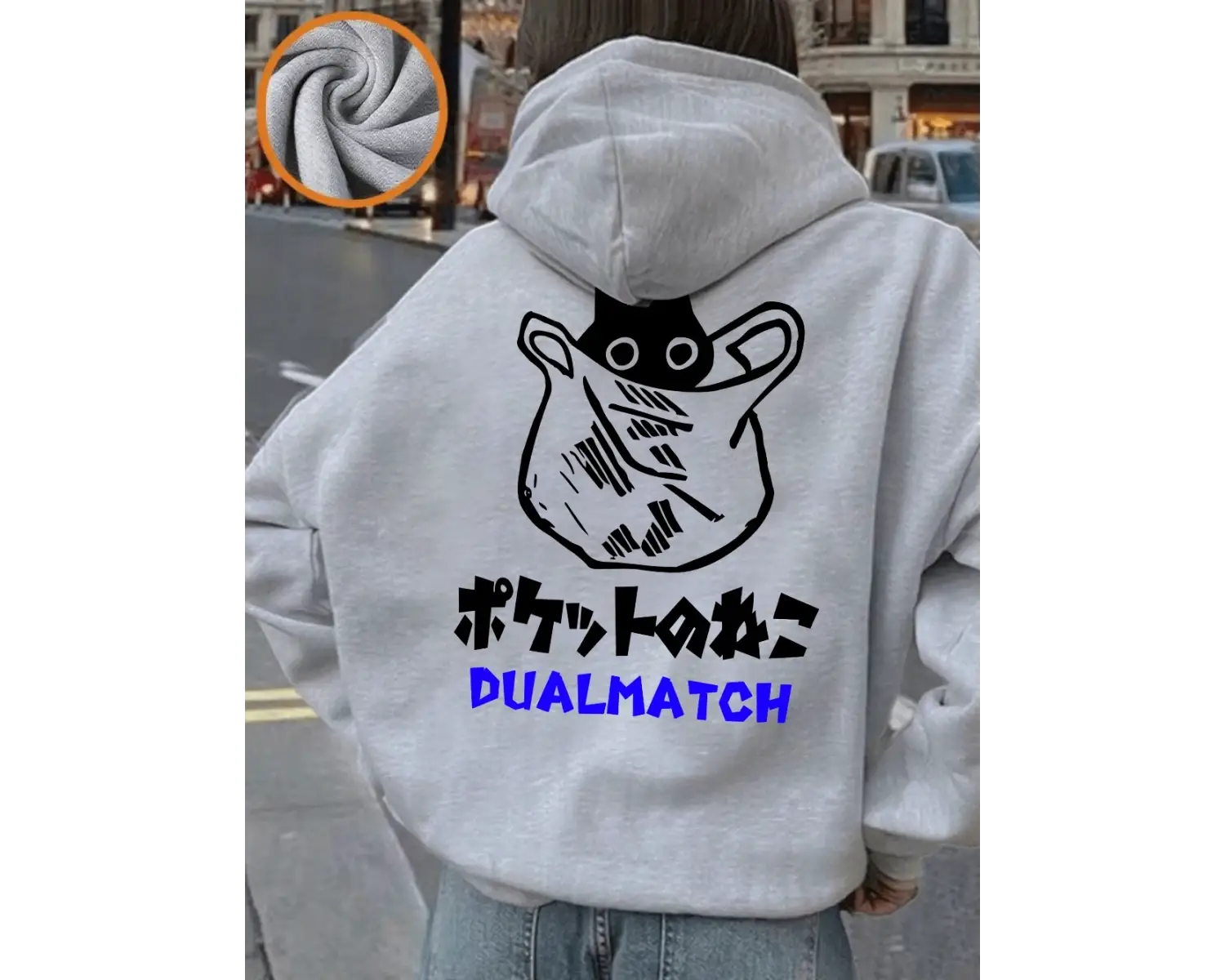 Sevimli Kedi Karikatür Baskılar Kapüşonlular Bayan Kış Polar Sıcak Kazaklar Gevşek Cep Tişört