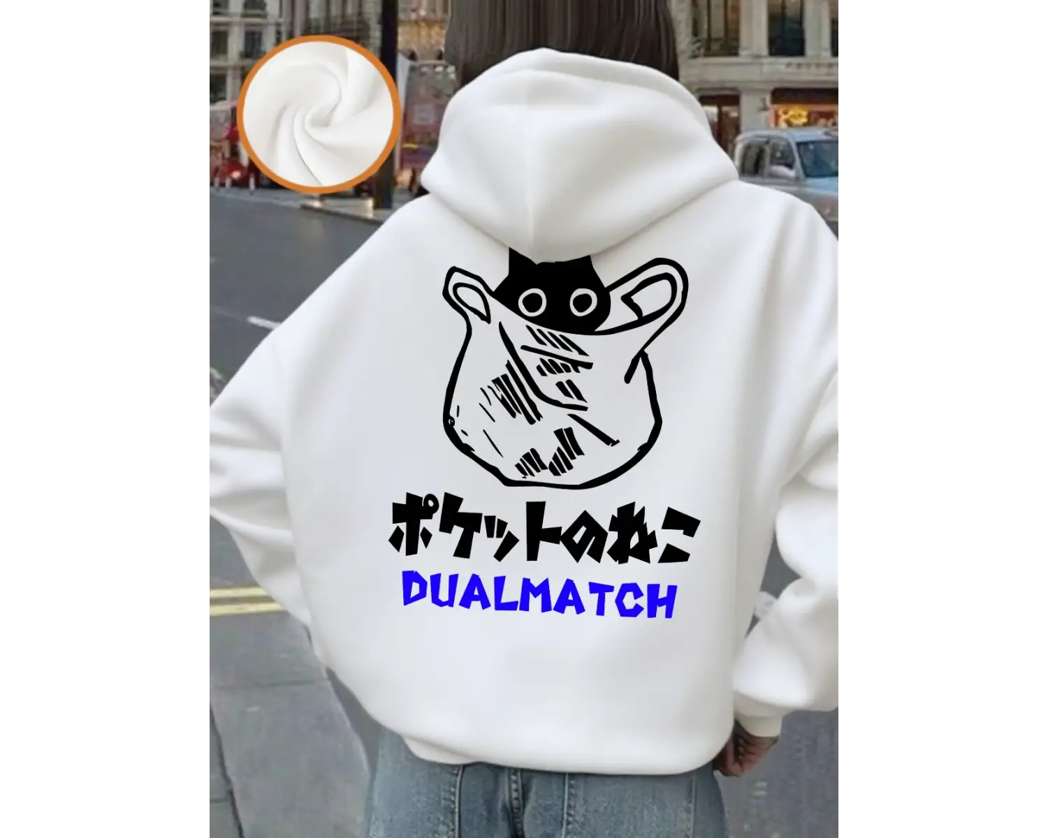 Sevimli Kedi Karikatür Baskılar Kapüşonlular Bayan Kış Polar Sıcak Kazaklar Gevşek Cep Tişört