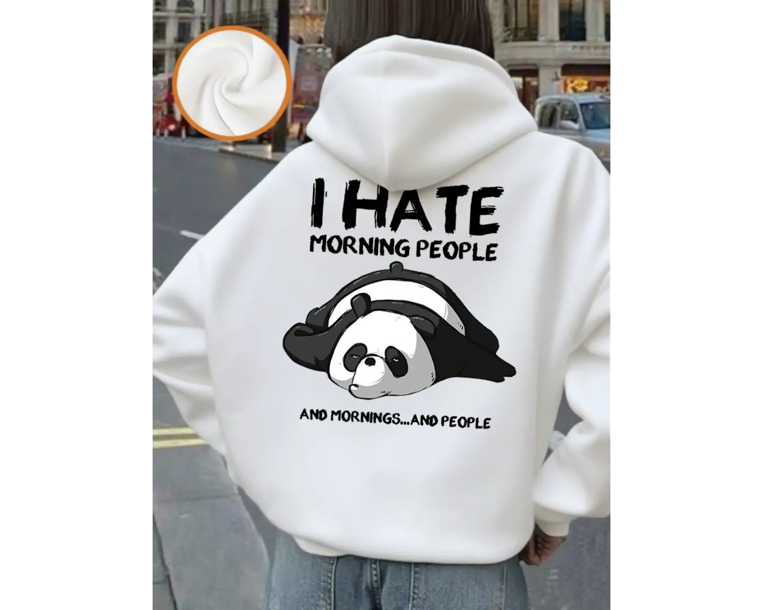 Sevimli Panda Öfkeli Sabah Baskılı Kapüşonlu Üstler Bayanlar Kışlık Polar Sıcak Sweatshirtler