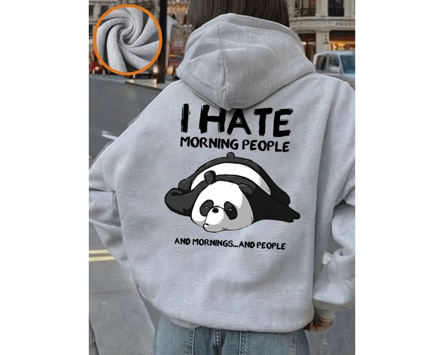 Sevimli Panda Öfkeli Sabah Baskılı Kapüşonlu Üstler Bayanlar Kışlık Polar Sıcak Sweatshirtler