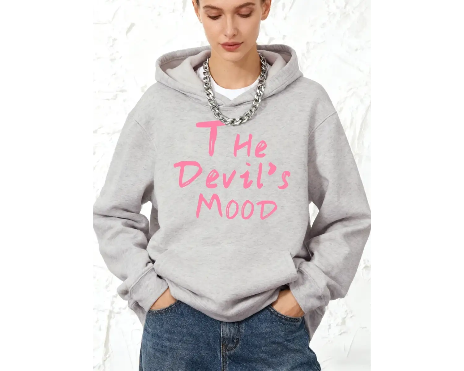 Şeytanın Ayı Baskılı Pamuklu Kapüşonlu Üstleri Kadınlar İçin Kışlık Polar Sıcak Sweatshirt Ko