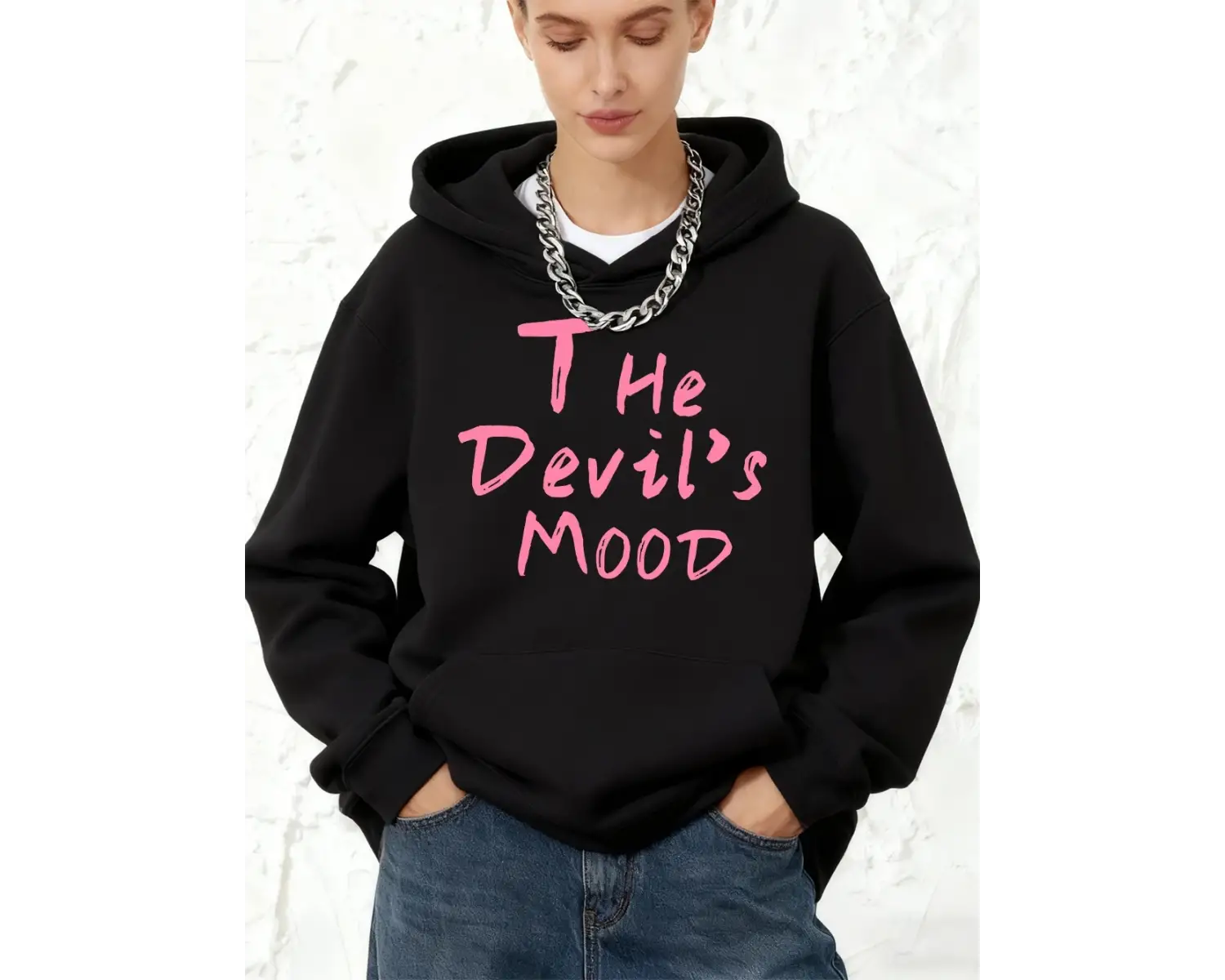 Şeytanın Ayı Baskılı Pamuklu Kapüşonlu Üstleri Kadınlar İçin Kışlık Polar Sıcak Sweatshirt Ko