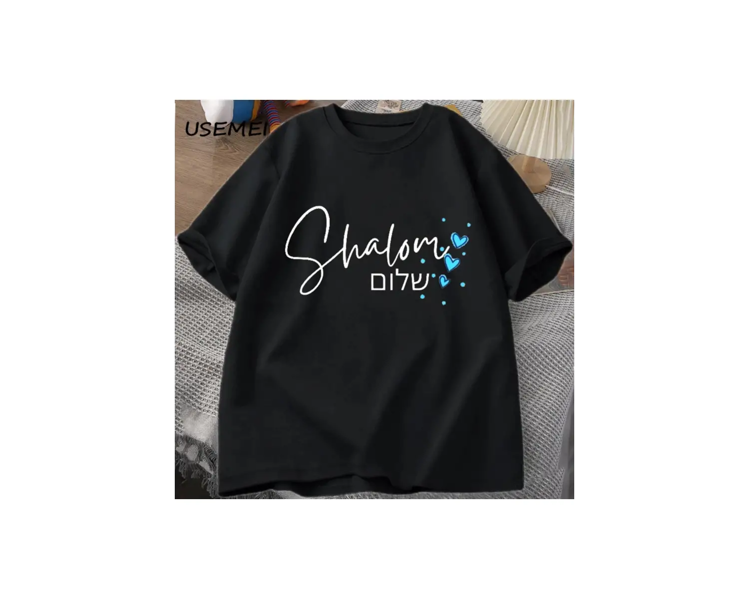 Shabbat Shalom yahudi T Shirt İbranice iç barış T-shirt pamuk kısa kollu Unisex erkek giyim b