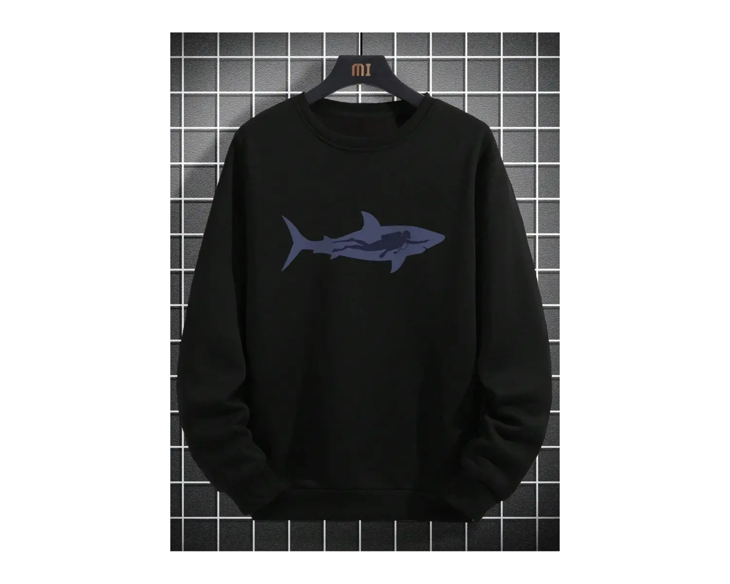 Shark Print Sweatshirt Siyah