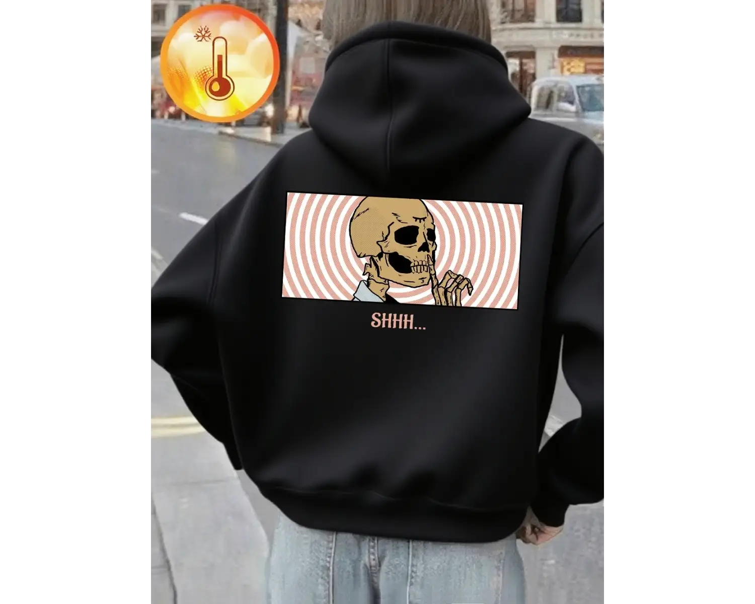 Shhh Sessiz Ol Baskılı Kapüşonlu Üstler Kadınlar İçin Kışlık Polar Sıcak Sweatshirtler Temel