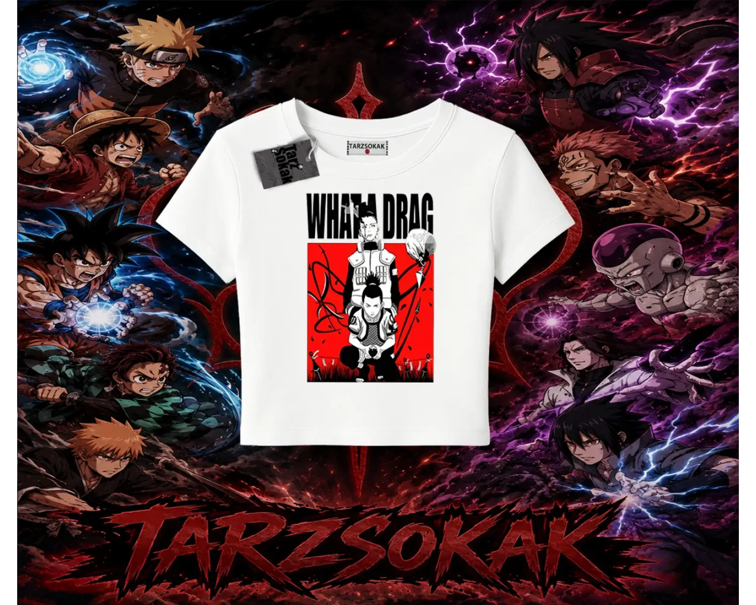 Shikamaru Nara Naruto Anime Karakter Kadın Baby Tee Beyaz