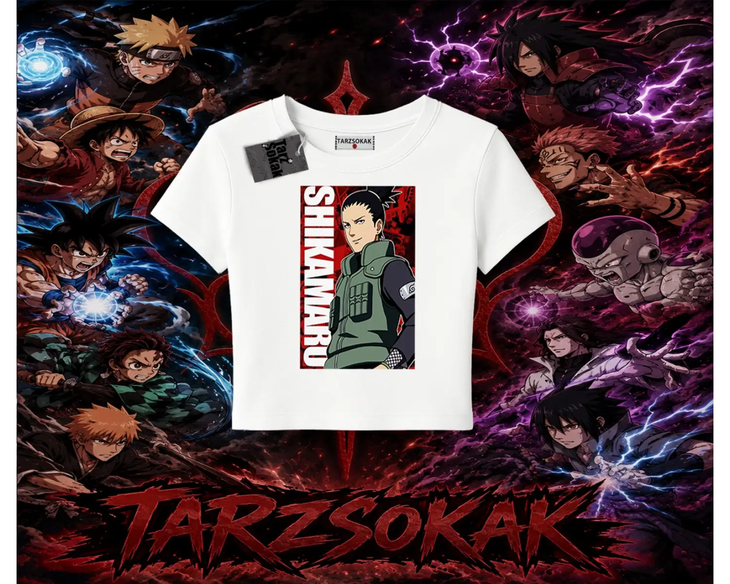 Shikamaru Nara Naruto Anime Karakter Kadın Baby Tee Beyaz
