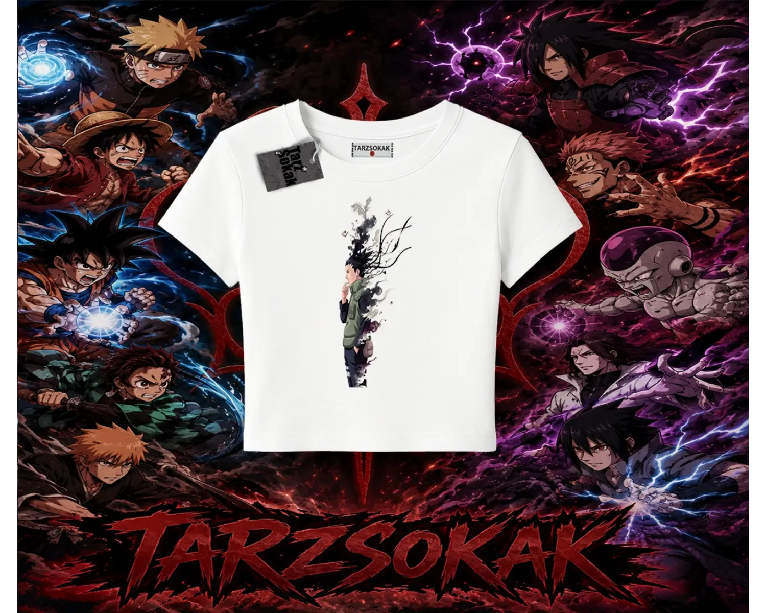 Shikamaru Nara Naruto Anime Karakter Kadın Baby Tee Beyaz