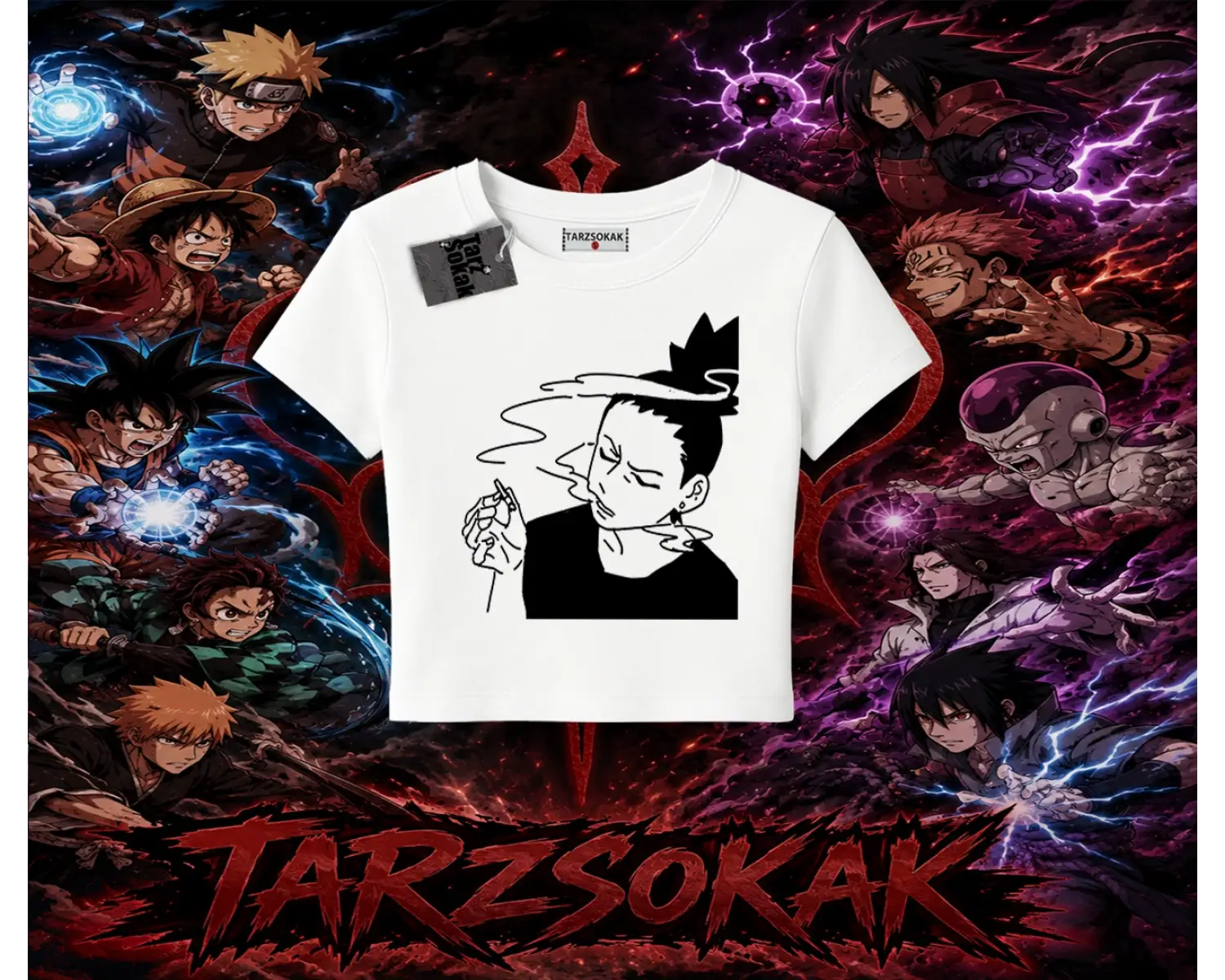 Shikamaru Nara Naruto Anime Karakter Kadın Baby Tee Beyaz