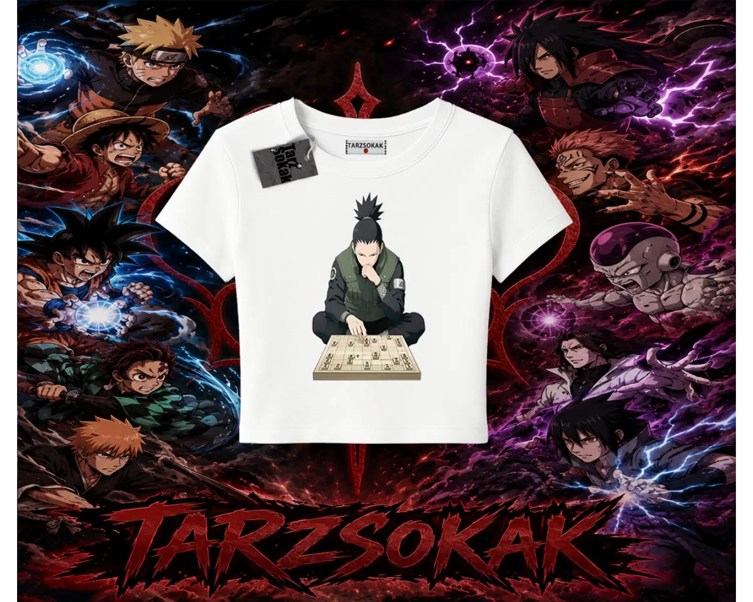 Shikamaru Nara Naruto Anime Karakter Kadın Baby Tee Beyaz