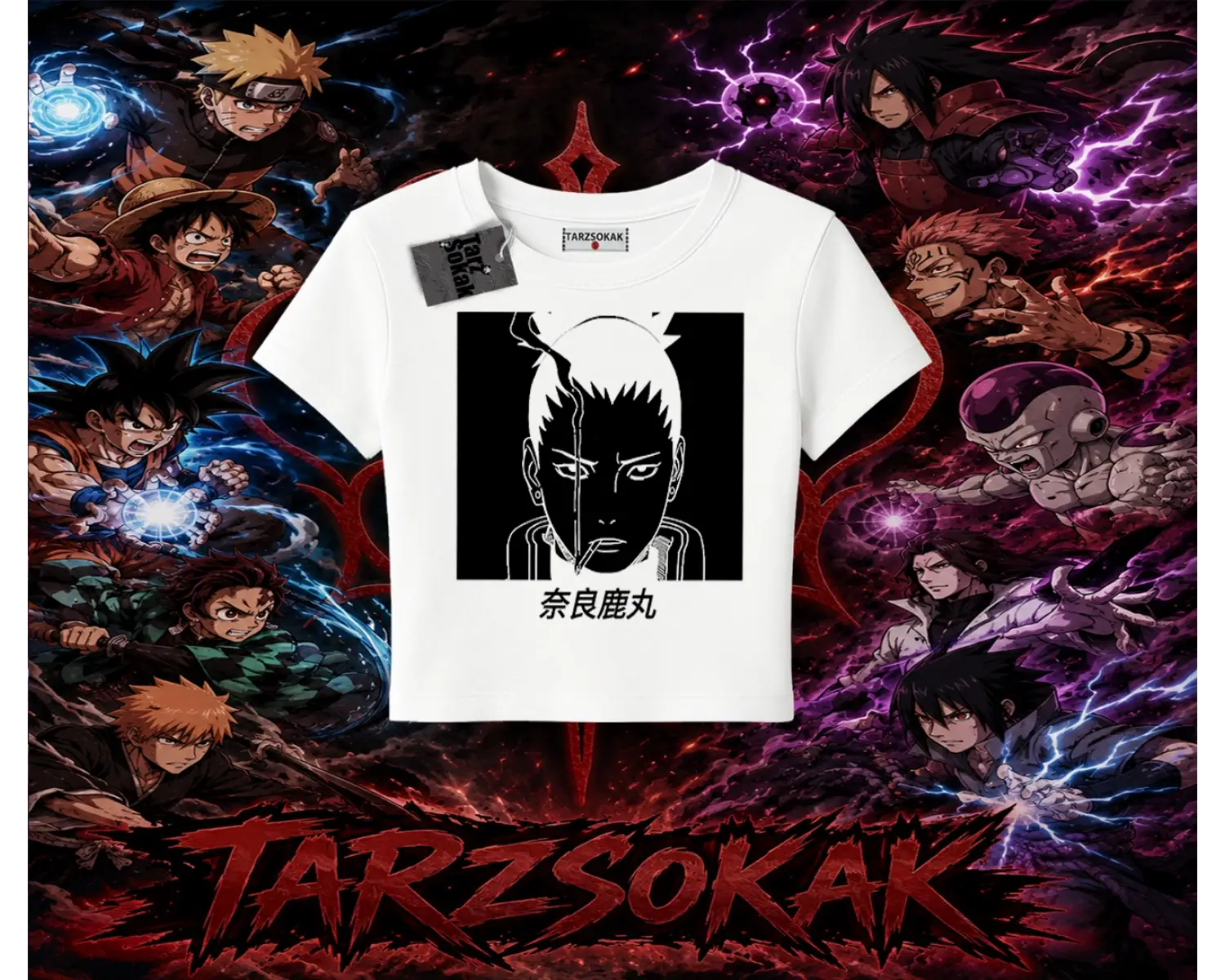 Shikamaru Nara Naruto Anime Karakter Kadın Baby Tee Beyaz