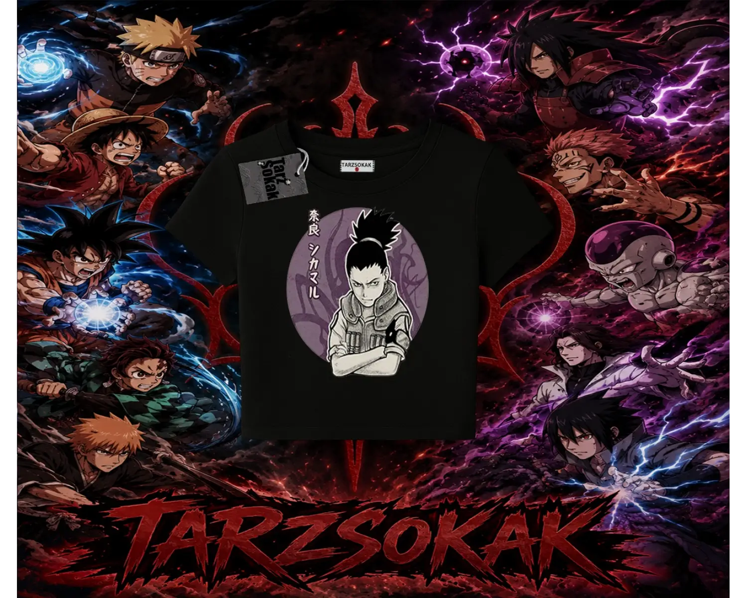 Shikamaru Nara Naruto Anime Karakter Kadın Baby Tee Beyaz