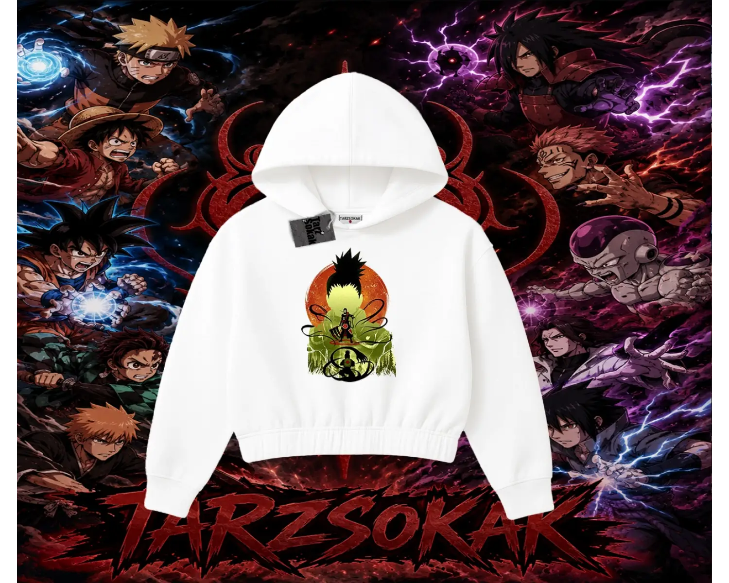 Shikamaru Nara Naruto Anime Karakter Kadın Crop Kapşonlu Sweatshirt Beyaz