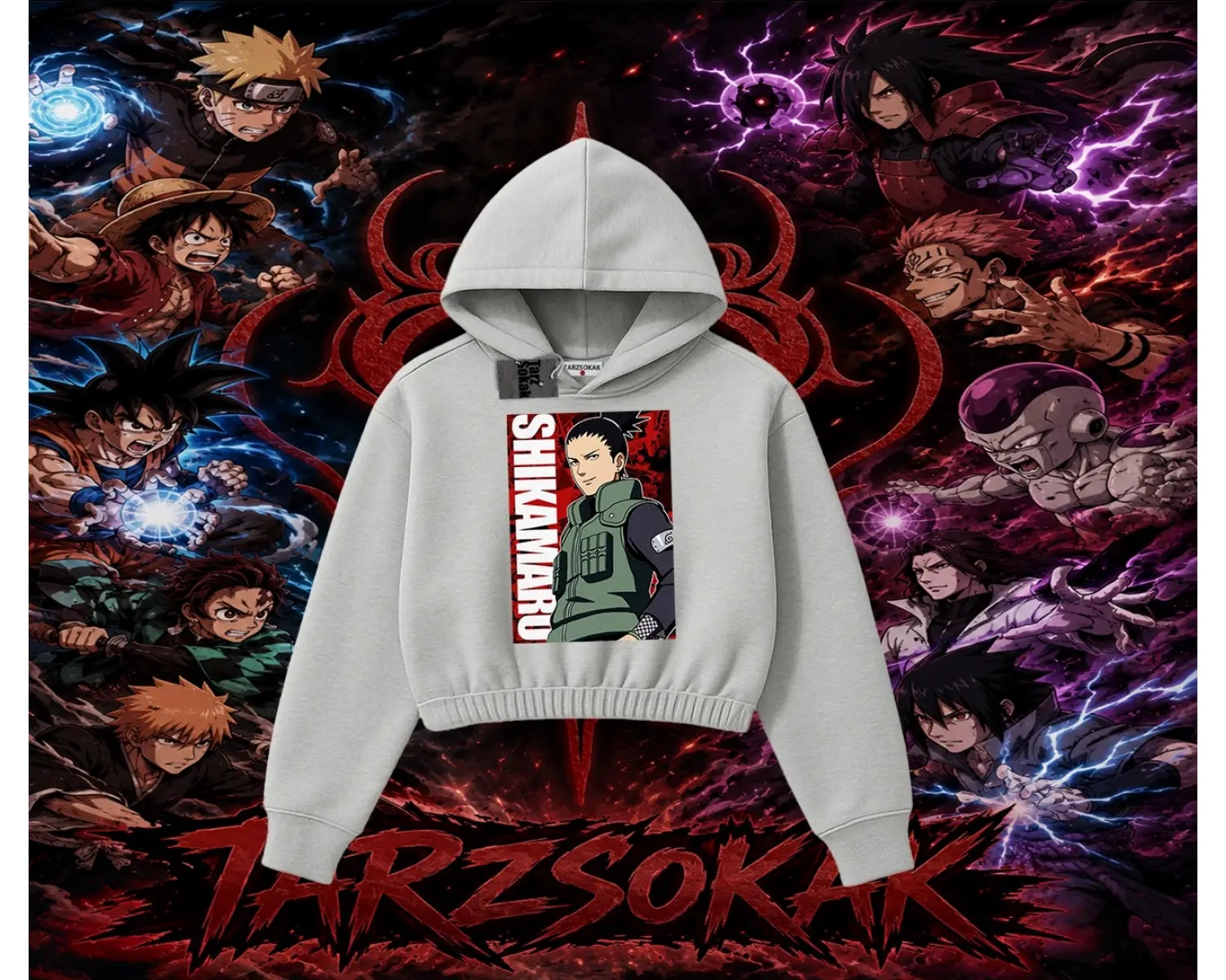 Shikamaru Nara Naruto Anime Karakter Kadın Crop Kapşonlu Sweatshirt Beyaz