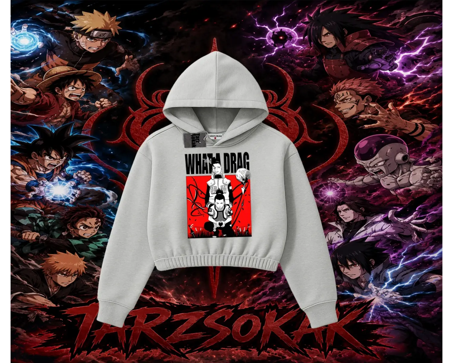 Shikamaru Nara Naruto Anime Karakter Kadın Crop Kapşonlu Sweatshirt Beyaz