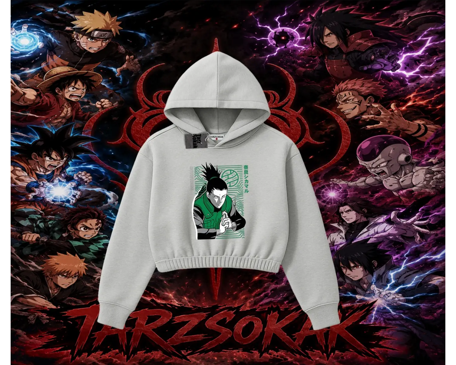 Shikamaru Nara Naruto Anime Karakter Kadın Crop Kapşonlu Sweatshirt Beyaz
