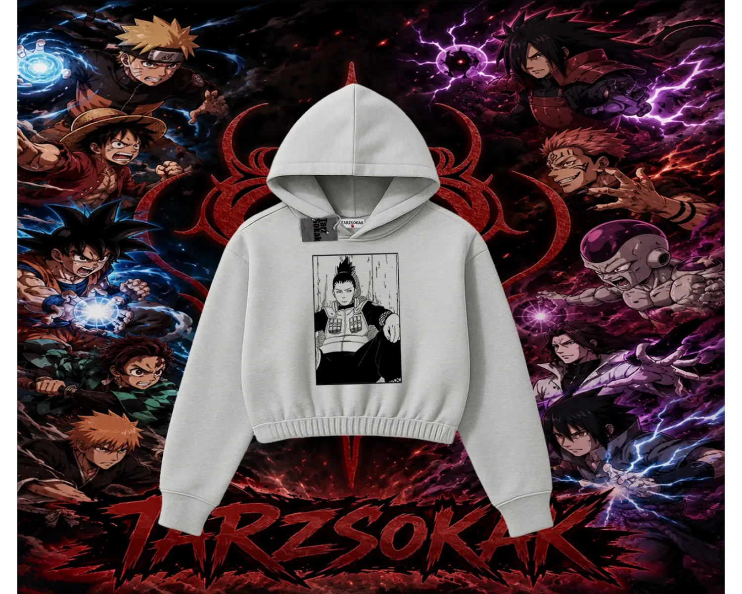 Shikamaru Nara Naruto Anime Karakter Kadın Crop Kapşonlu Sweatshirt Beyaz