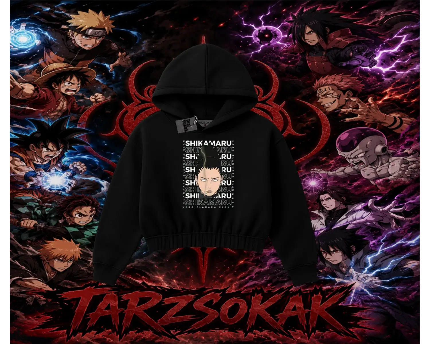Shikamaru Nara Naruto Anime Karakter Kadın Crop Kapşonlu Sweatshirt Beyaz