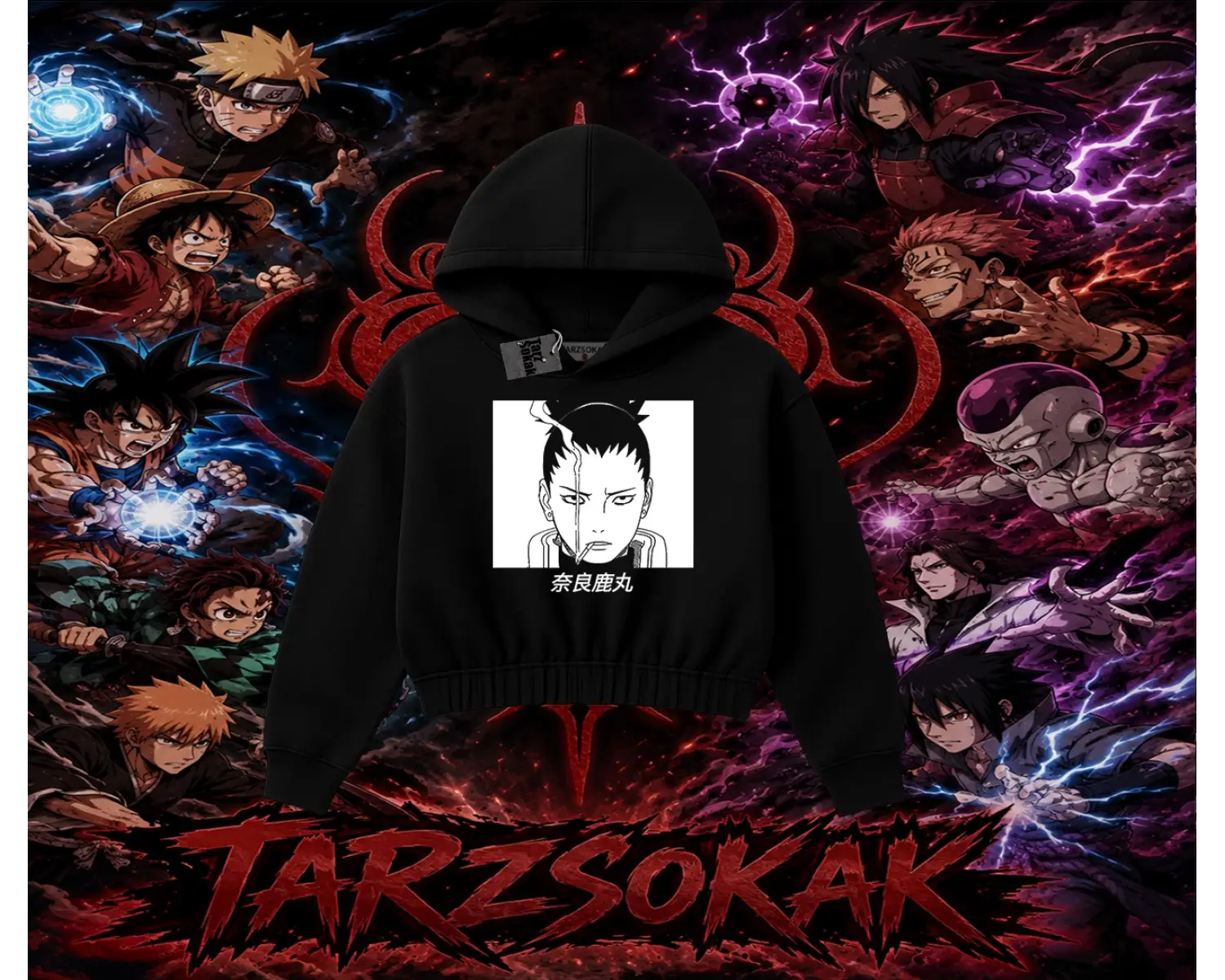 Shikamaru Nara Naruto Anime Karakter Kadın Crop Kapşonlu Sweatshirt Beyaz