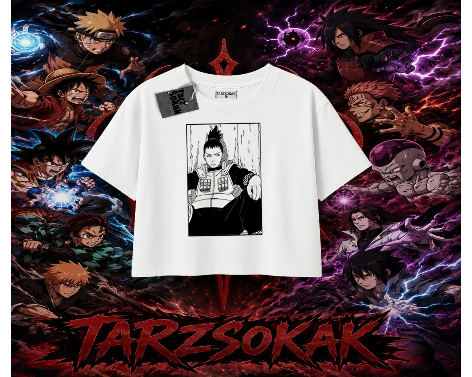 Shikamaru Nara Naruto Anime Karakter Kadın Crop Tişört Beyaz
