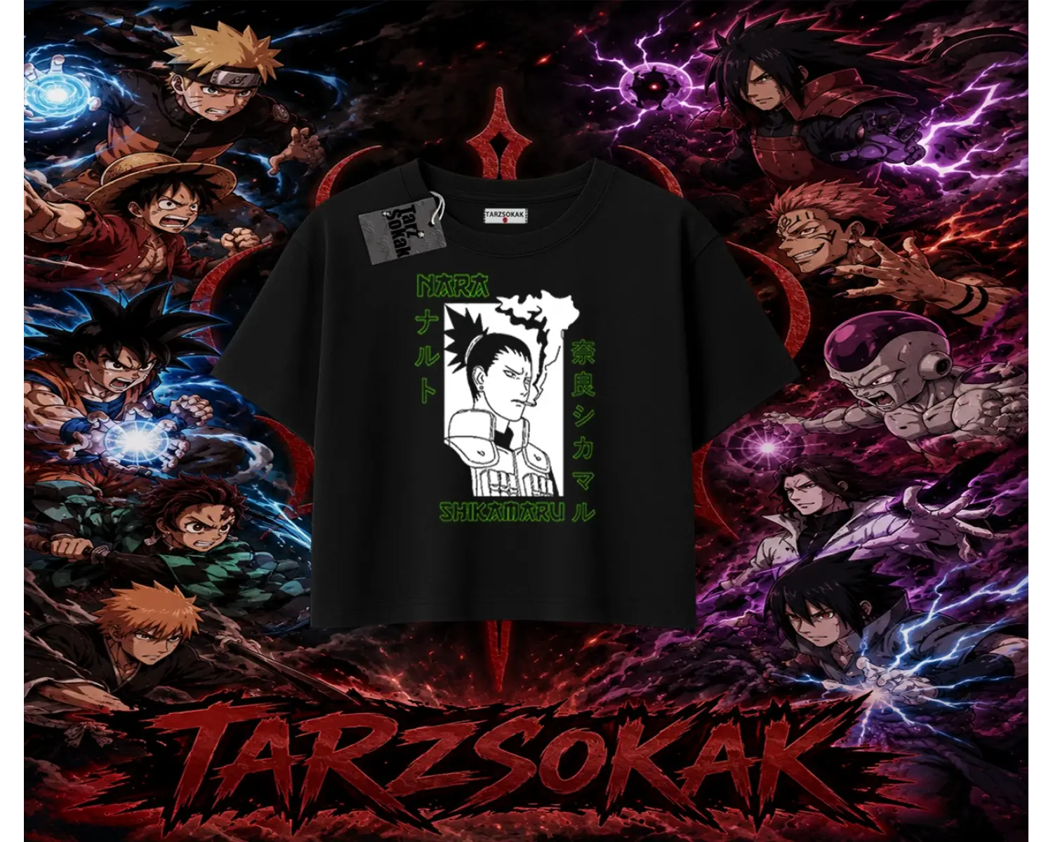 Shikamaru Nara Naruto Anime Karakter Kadın Crop Tişört Beyaz