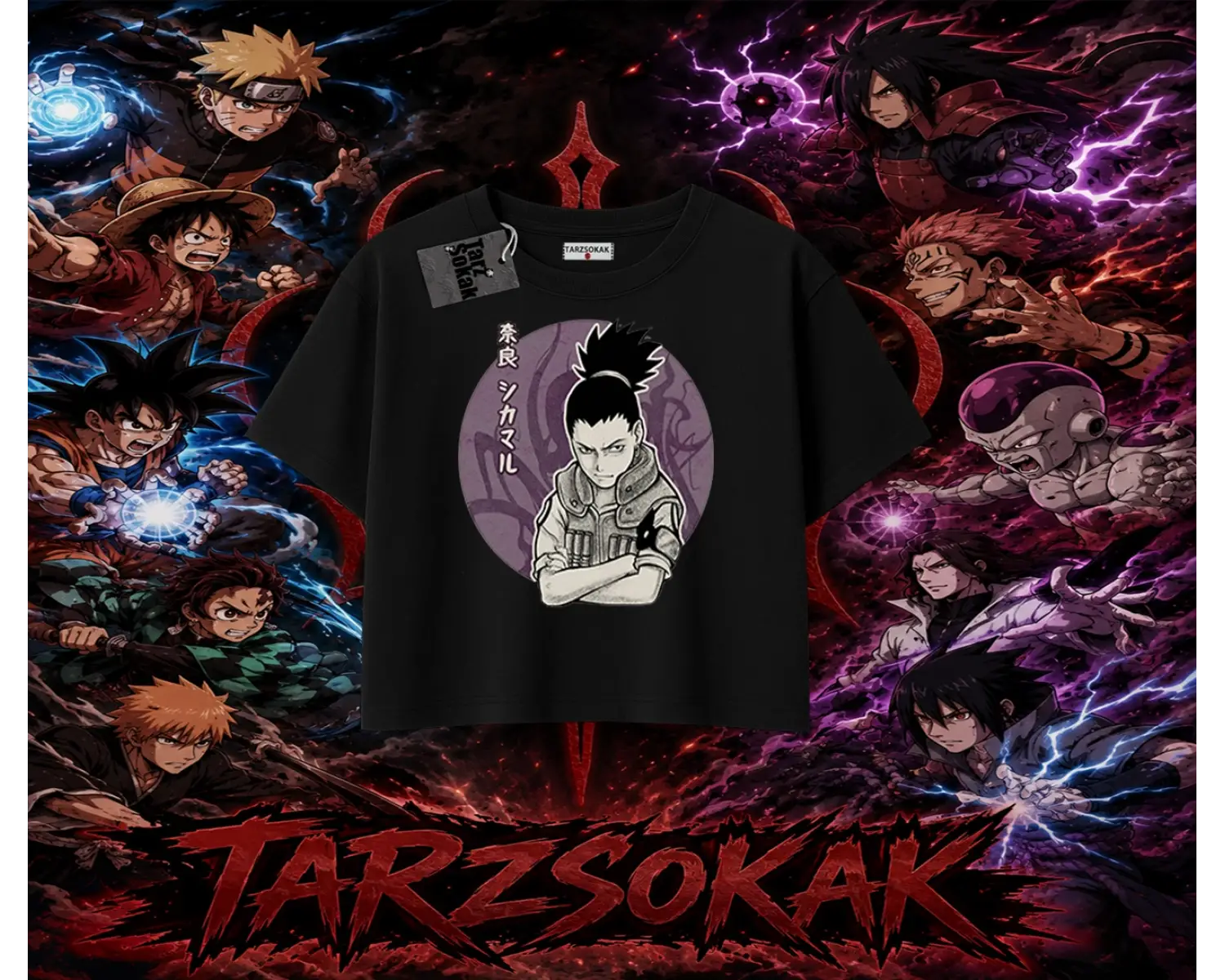 Shikamaru Nara Naruto Anime Karakter Kadın Crop Tişört Beyaz