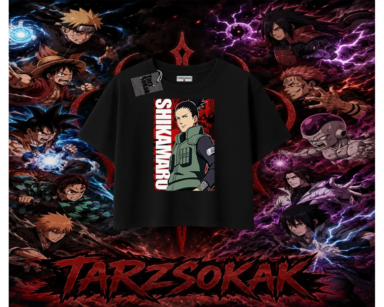 Shikamaru Nara Naruto Anime Karakter Kadın Crop Tişört Beyaz