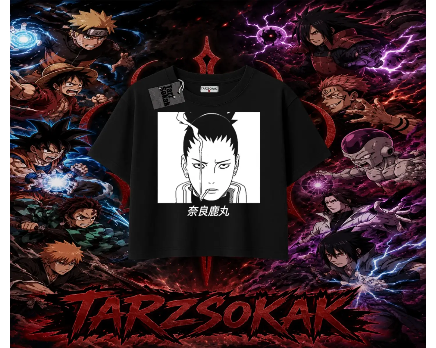 Shikamaru Nara Naruto Anime Karakter Kadın Crop Tişört Beyaz