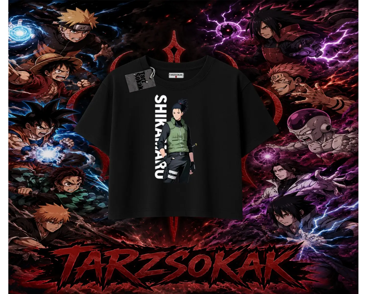 Shikamaru Nara Naruto Anime Karakter Kadın Crop Tişört Beyaz
