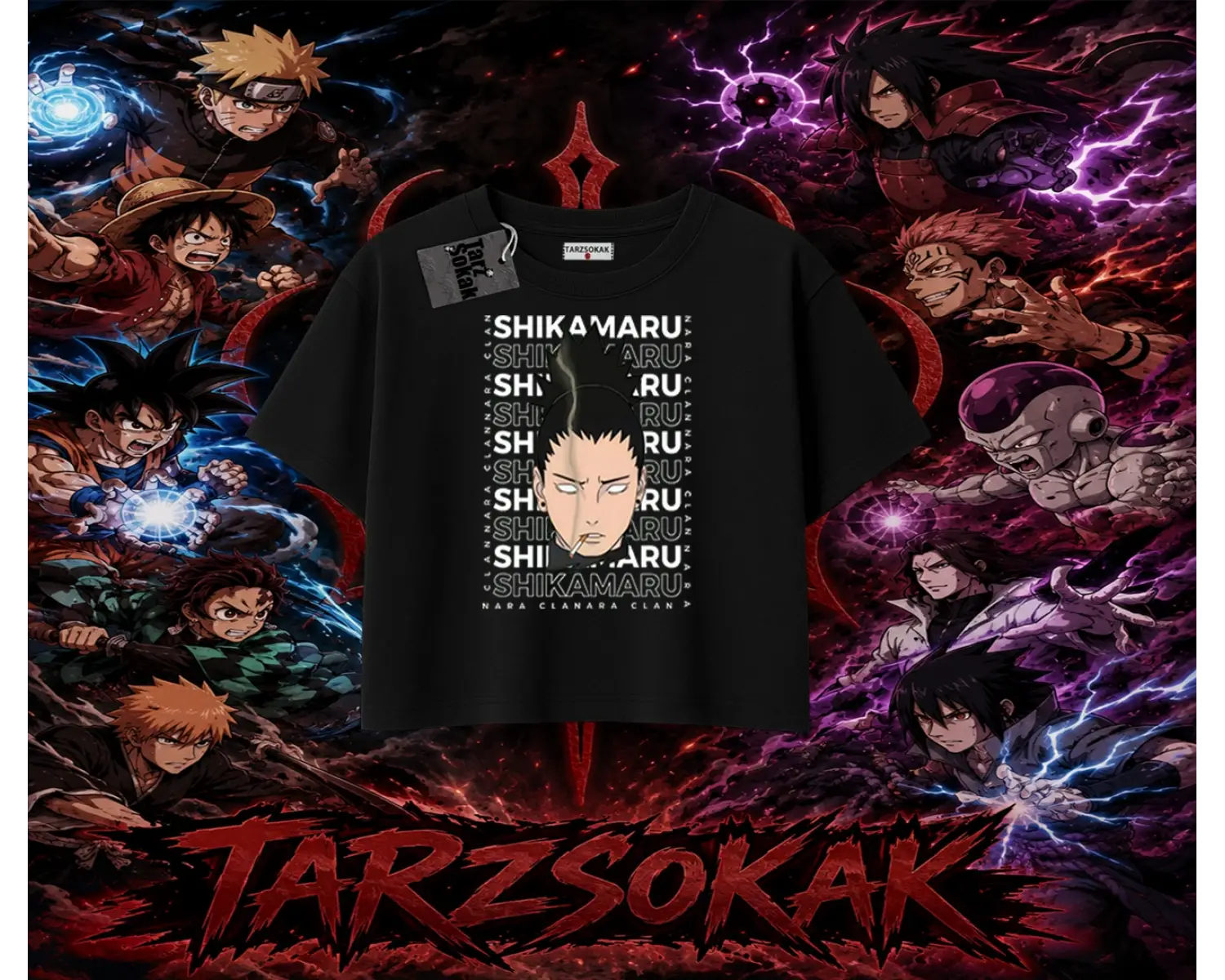 Shikamaru Nara Naruto Anime Karakter Kadın Crop Tişört Beyaz