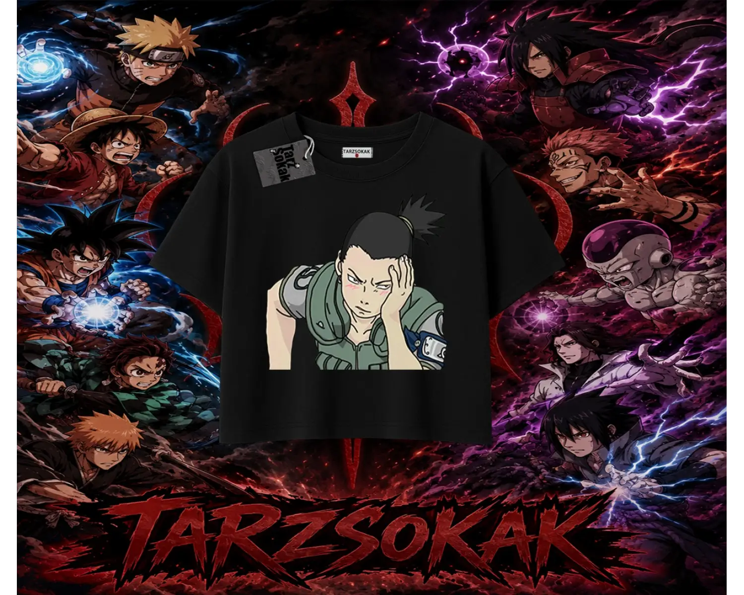 Shikamaru Nara Naruto Anime Karakter Kadın Crop Tişört Beyaz