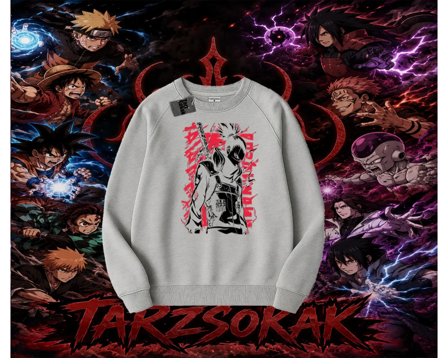 Shikamaru Nara Naruto Anime Karakter Oversize Unisex Bisiklet Yaka Sweatshirt Beyaz