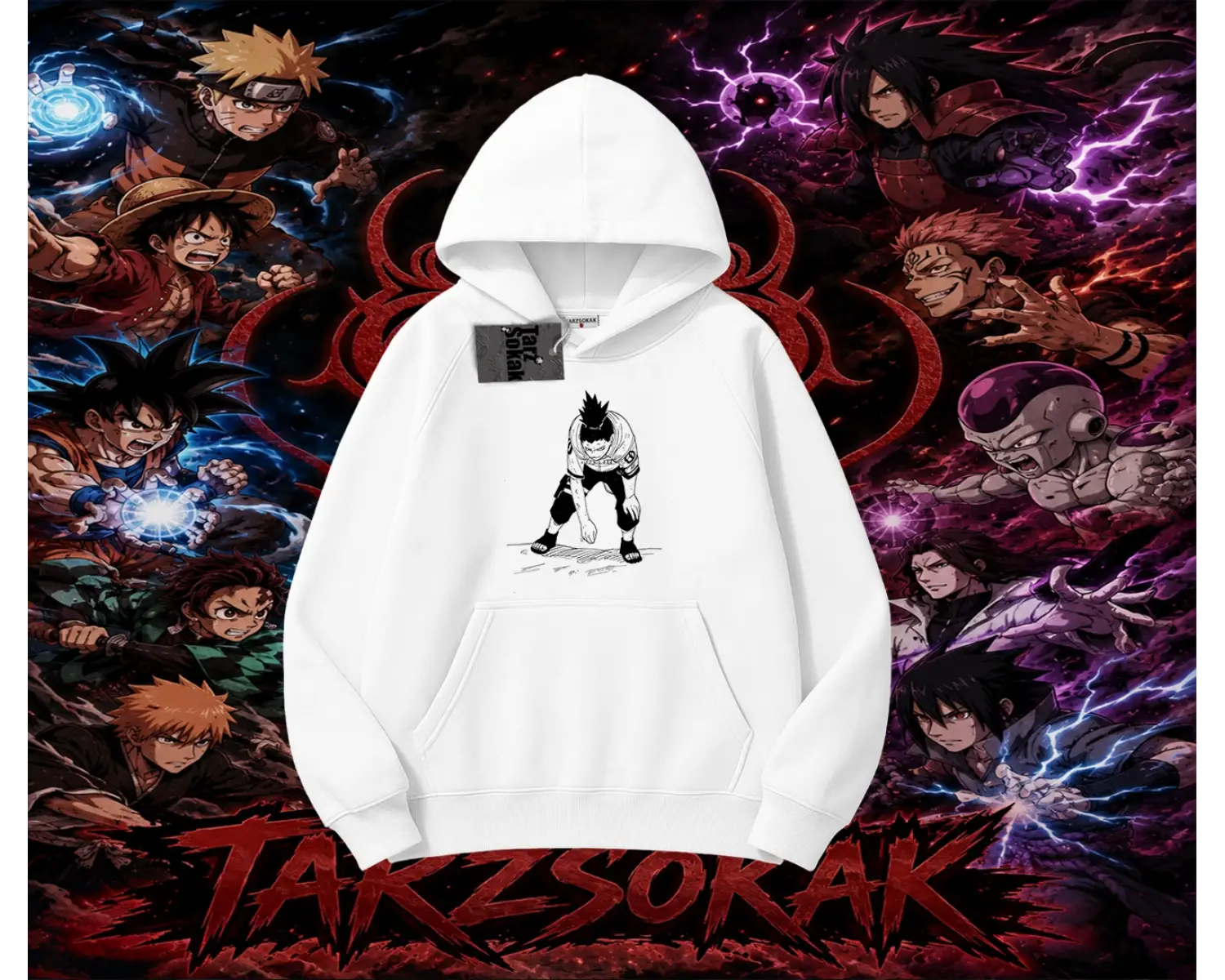 Shikamaru Nara Naruto Anime Karakter Oversize Unisex Kapşonlu Sweatshirt Beyaz