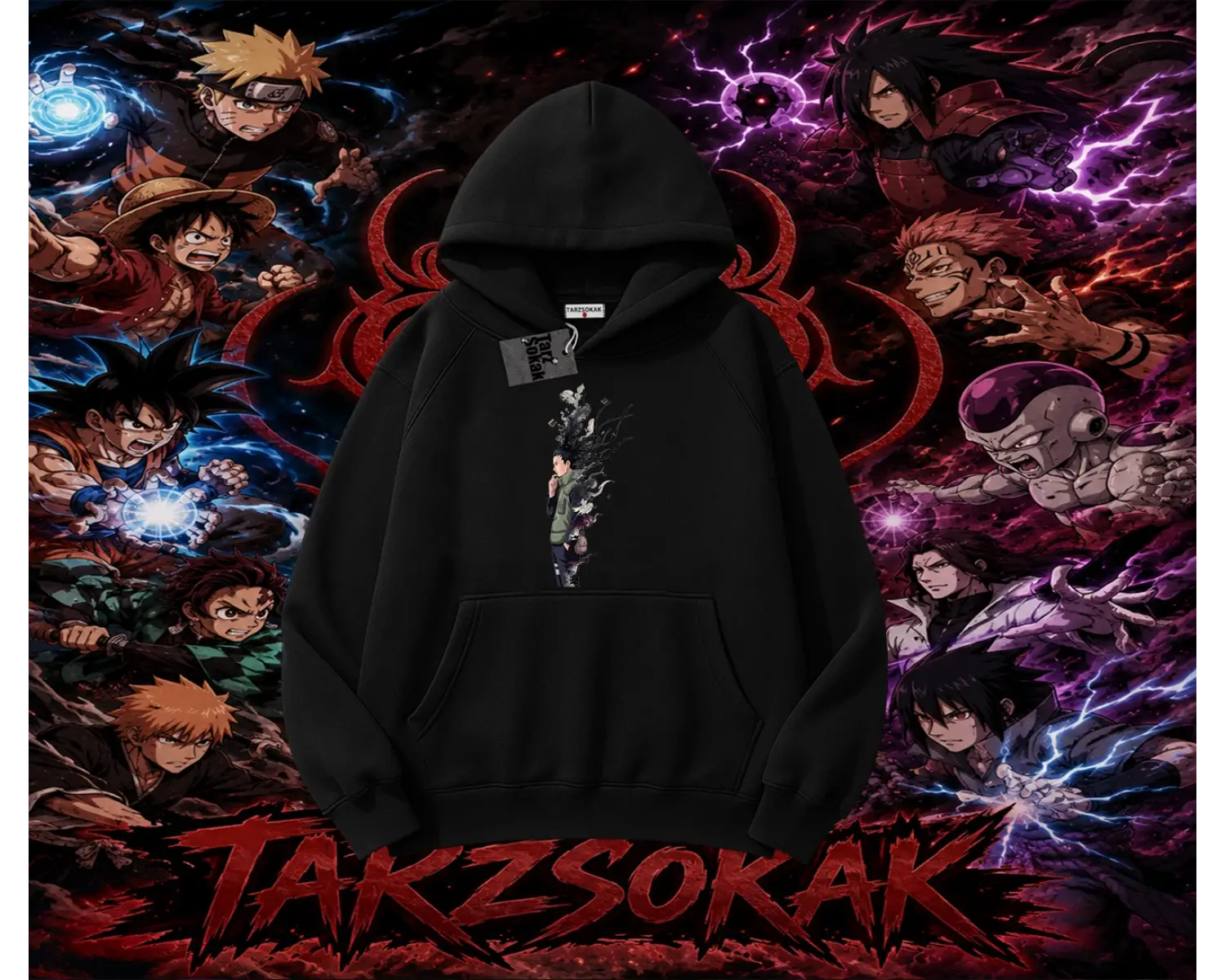 Shikamaru Nara Naruto Anime Karakter Oversize Unisex Kapşonlu Sweatshirt Beyaz