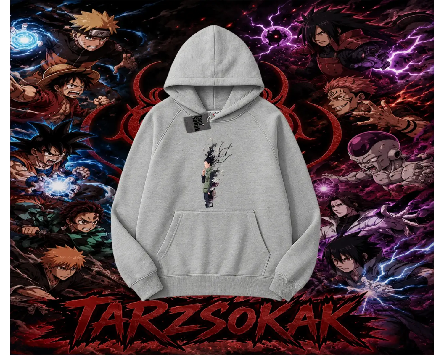 Shikamaru Nara Naruto Anime Karakter Oversize Unisex Kapşonlu Sweatshirt Beyaz