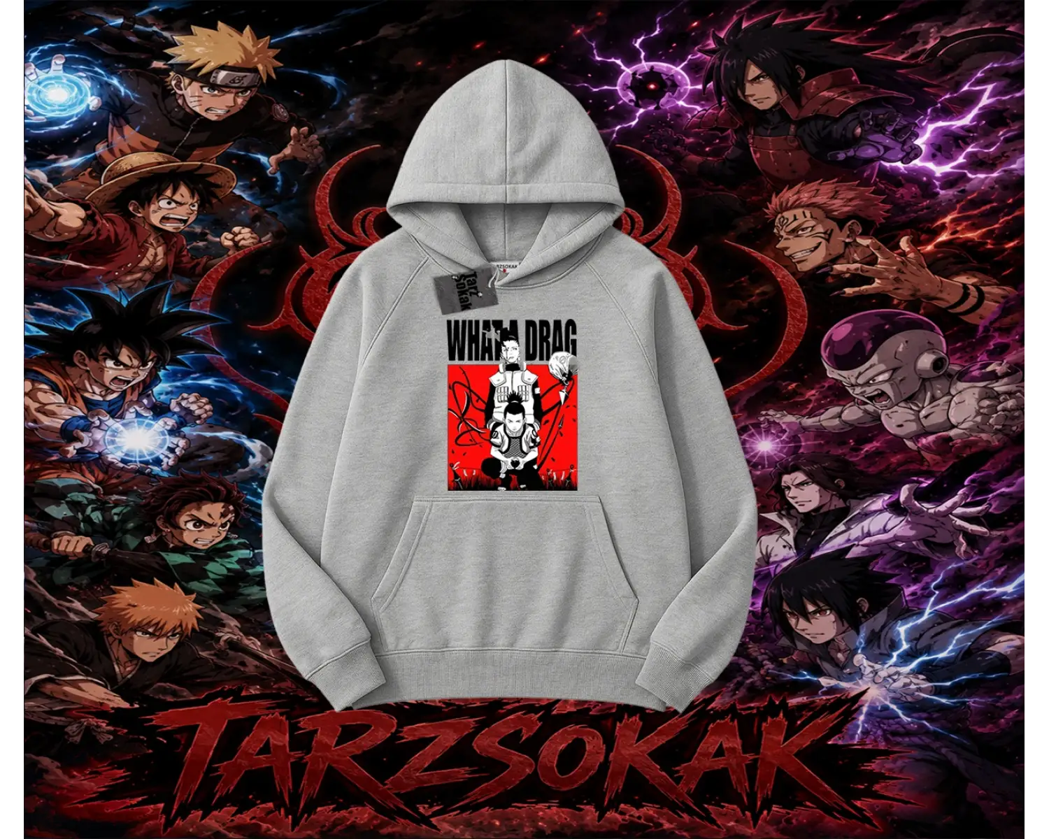Shikamaru Nara Naruto Anime Karakter Oversize Unisex Kapşonlu Sweatshirt Beyaz