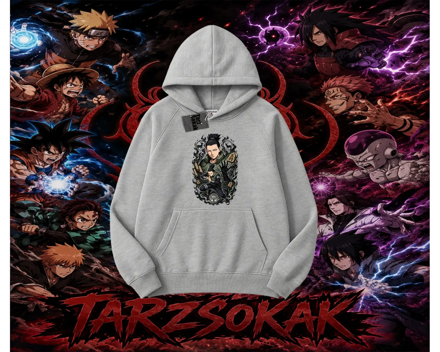 Shikamaru Nara Naruto Anime Karakter Oversize Unisex Kapşonlu Sweatshirt Beyaz