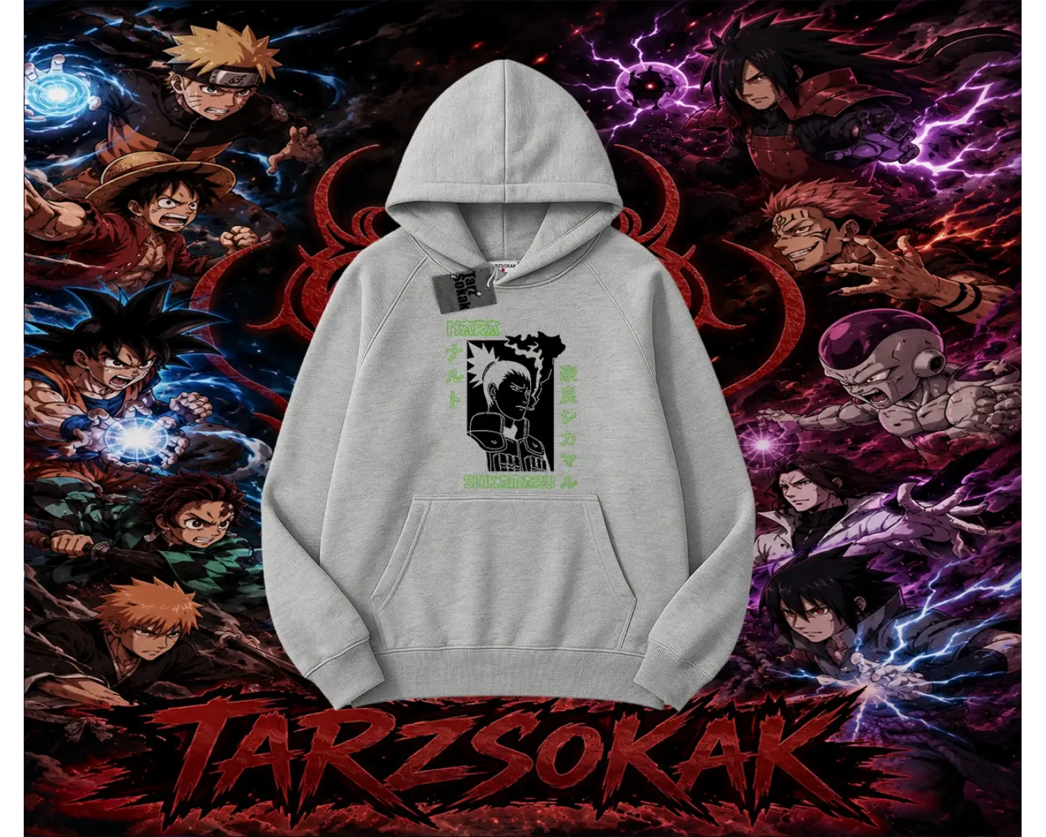 Shikamaru Nara Naruto Anime Karakter Oversize Unisex Kapşonlu Sweatshirt Beyaz
